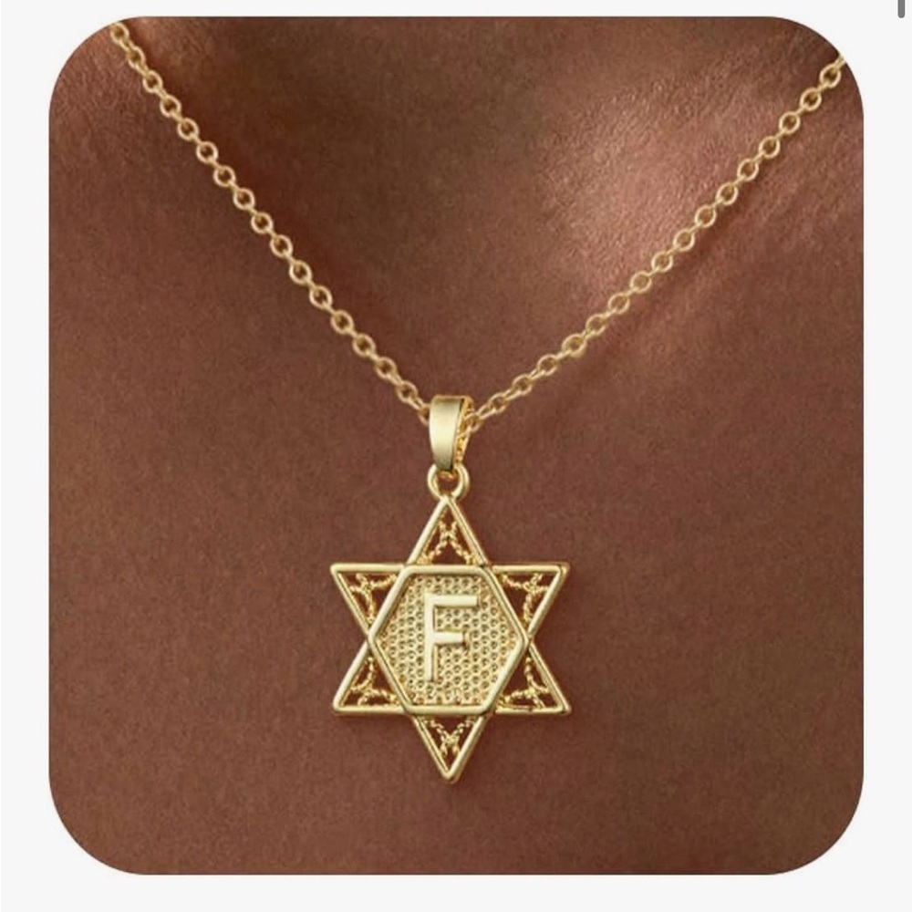 Gold Plated "F" Star Pendant Necklace